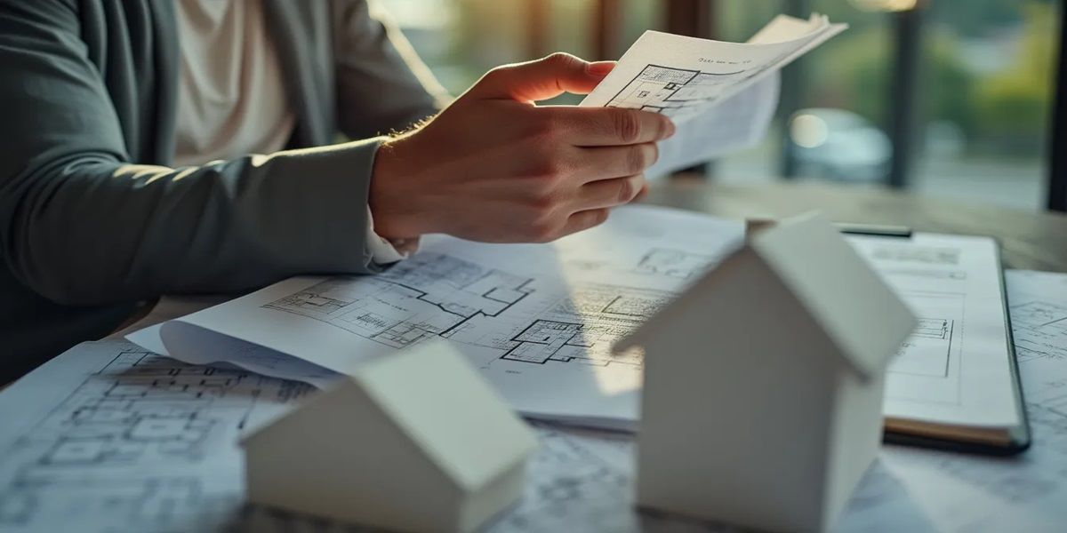 Investor reviewing blueprints of off-plan properties for investment in 2024